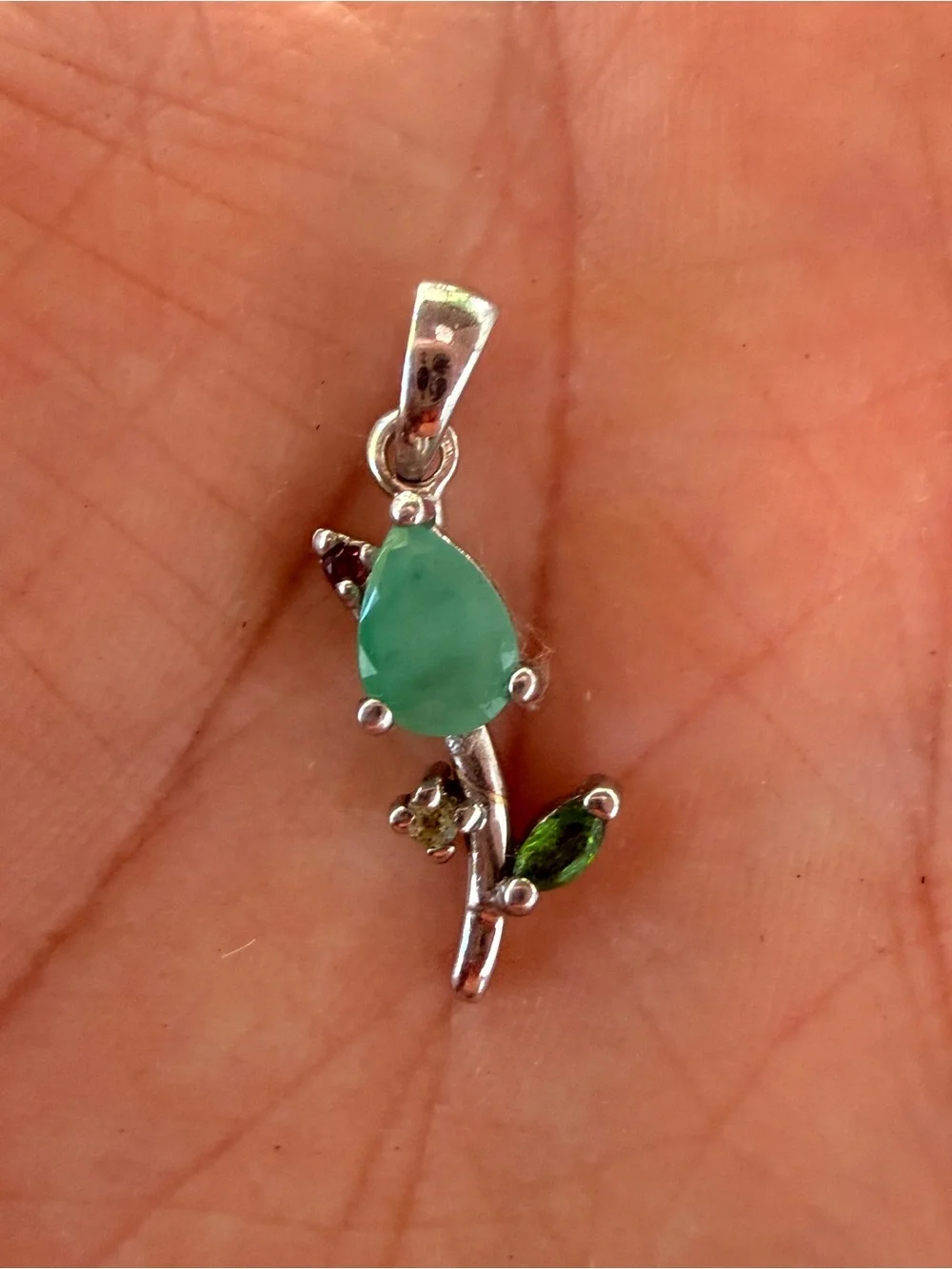 925 Emerald Paradise garnet,Chrome Diopside, Peridot,Rhodolite Garnet charm